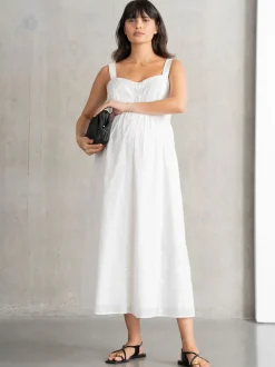 Seraphine Maternity V-Neck 100% Cotton White Dress