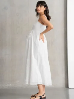 Seraphine Maternity V-Neck 100% Cotton White Dress