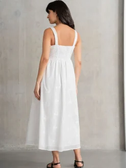 Seraphine Maternity V-Neck 100% Cotton White Dress