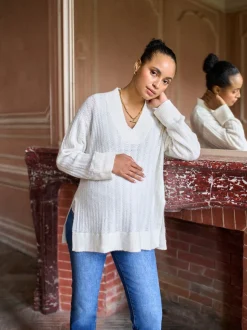 Seraphine Maternity Wool Blend Pointelle Jumper