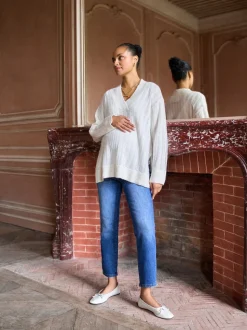 Seraphine Maternity Wool Blend Pointelle Jumper