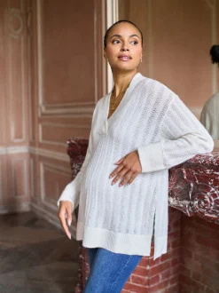 Seraphine Maternity Wool Blend Pointelle Jumper