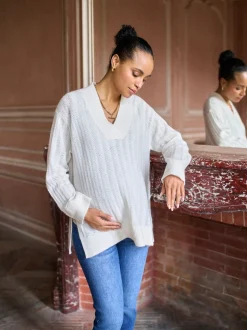 Seraphine Maternity Wool Blend Pointelle Jumper