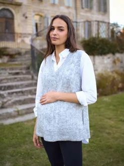 Seraphine Maternity Wool Blend Pointelle Vest