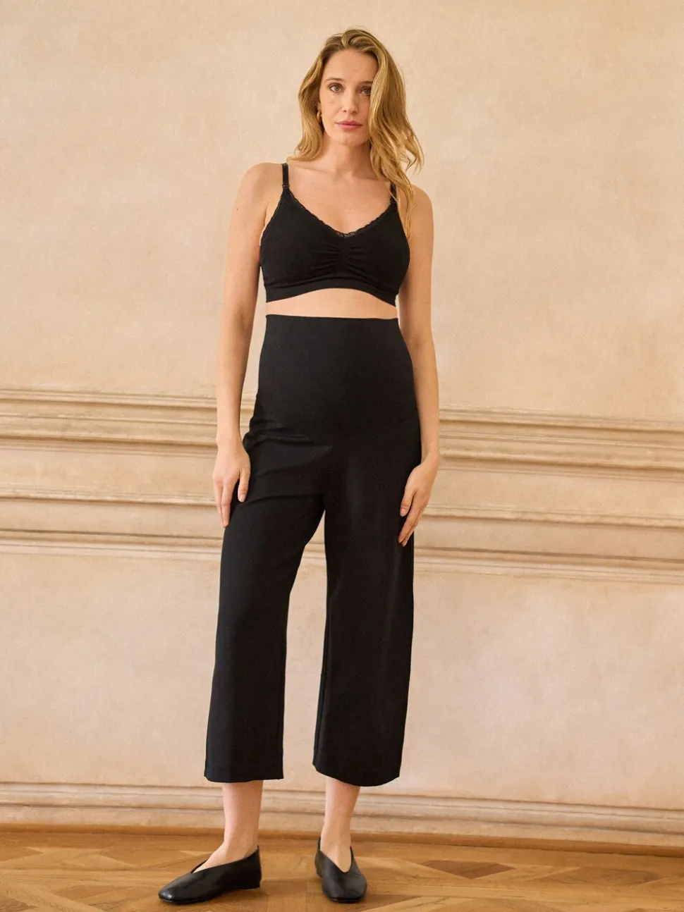 Seraphine Overbump Maternity Cropped Ponte Wide Leg Trousers