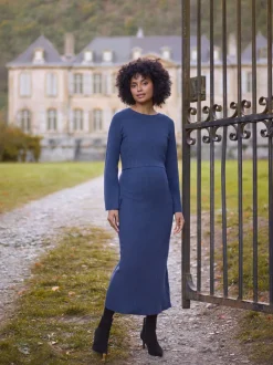 Seraphine Ribbed Knitted Maternity and Nursing Midi Dress