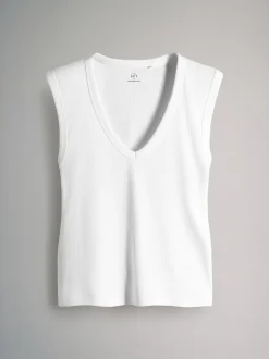 Set van 5 diepe V-hals geribbelde vest