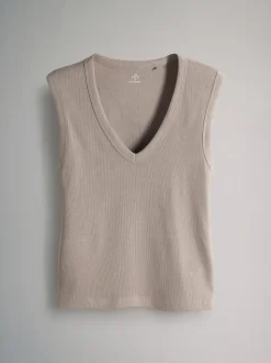 Set van 5 diepe V-hals geribbelde vest