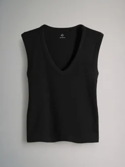 Set van 5 diepe V-hals geribbelde vest