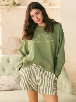 Shabby Chic by Rachel Ashwell® Green Striped Lounge Shorts