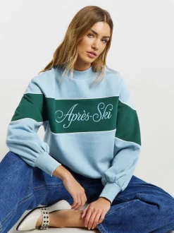Simply Be Apres Ski Slogan High Neck Sweatshirt