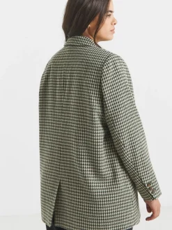 Simply Be blazer met pied-de-poule en enkele rij knopen