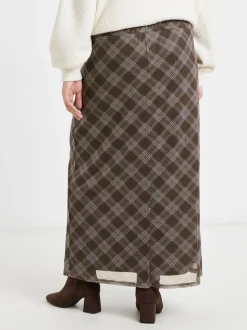 Simply Be Check Print Mesh Midaxi Skirt