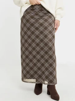 Simply Be Check Print Mesh Midaxi Skirt