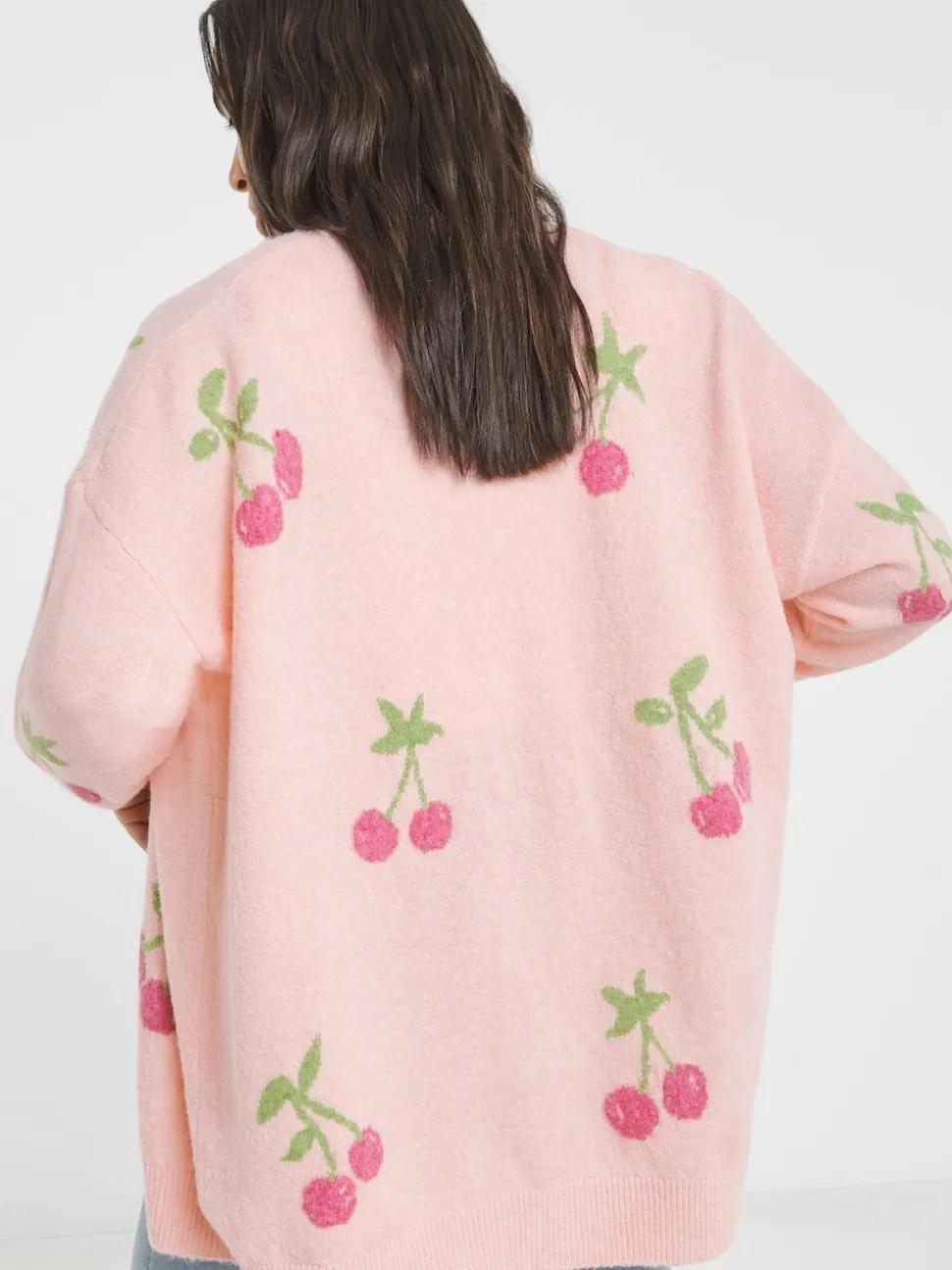 Simply Be Cherry Print Boyfriend Cardigan