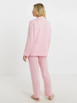Simply Be Pretty Secrets Brushed Ribbed Button Through Pyjama Set