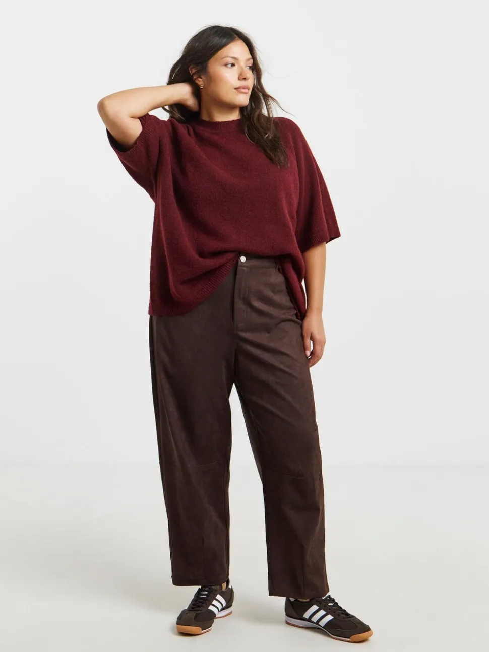 Simply Be Suedette Barrel Leg Trousers