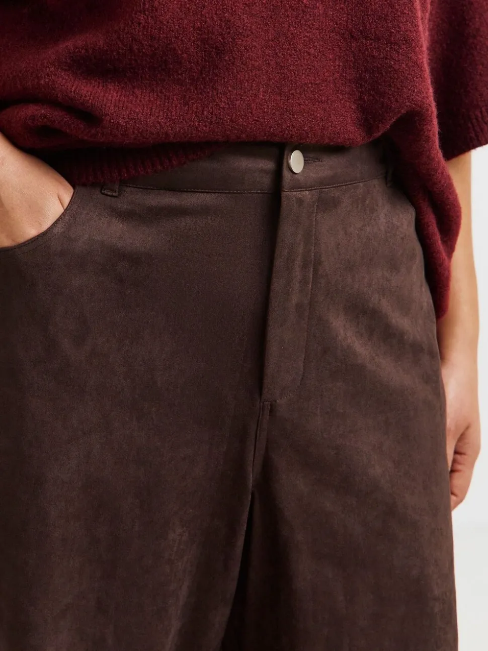 Simply Be Suedette Barrel Leg Trousers