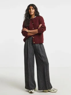 Simply Be Wool Look Textured Wide Leg Tailored Trousers