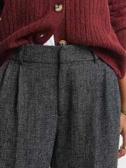 Simply Be Wool Look Textured Wide Leg Tailored Trousers