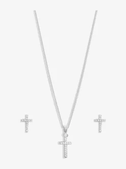 Simply Silver 925 Cubic Zirconia kruis set met geschenkverpakking