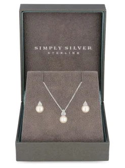 Simply Silver 925 set met zoetwaterparels - In cadeauverpakking