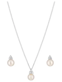 Simply Silver 925 set met zoetwaterparels - In cadeauverpakking