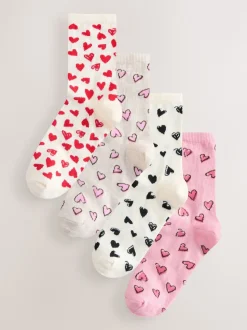 Sketchy Heart - Set van 4 paar enkelsokken
