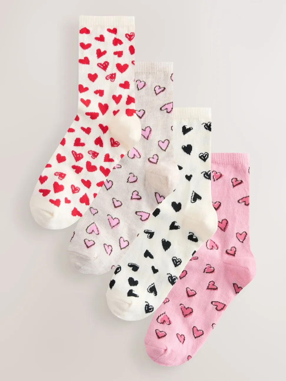 Sketchy Heart - Set van 4 paar enkelsokken