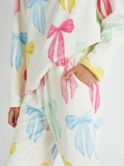 Skinnydip Multicolour Bow Twosie Fleece Pyjamas Set