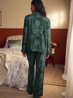 Smaragdgroen - Laura Ashley Josette pyjama met knopen