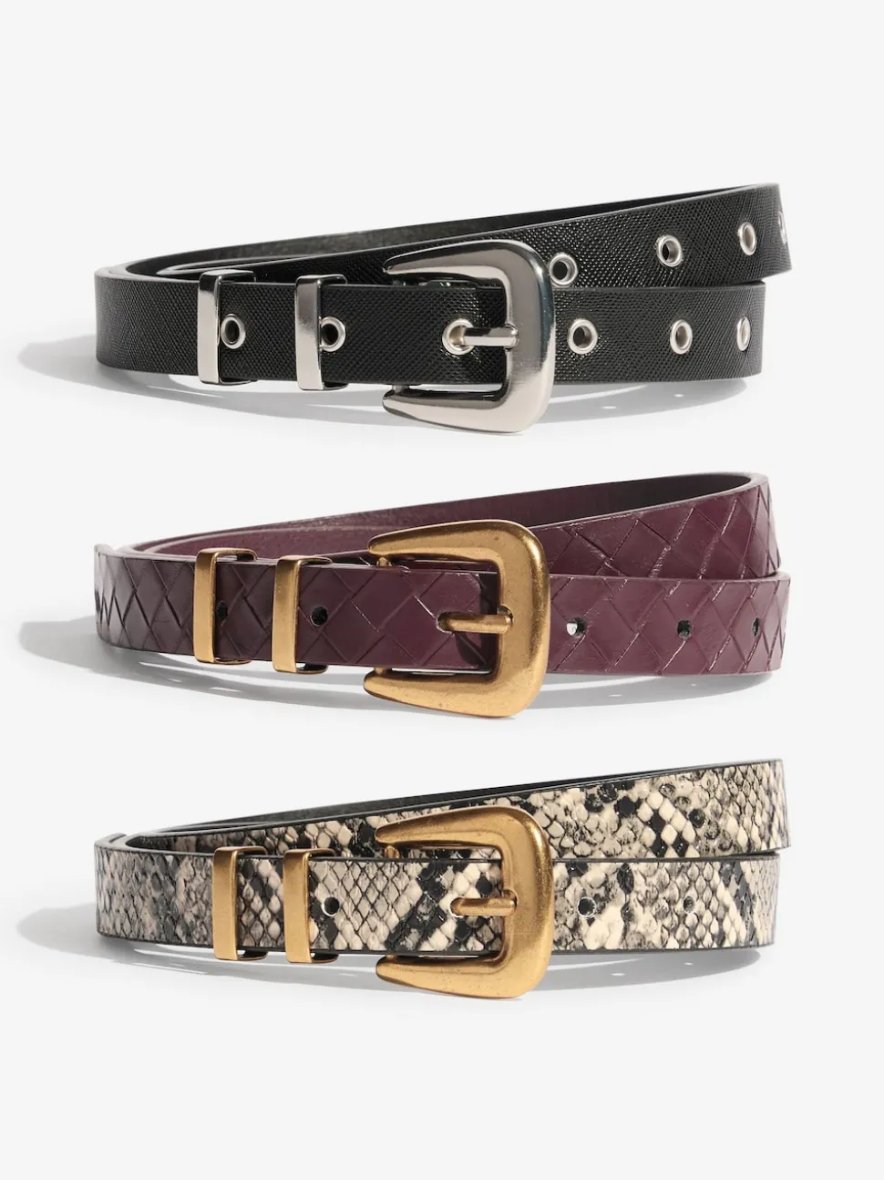 Snake Print, Burgandy and Black - Friends Like These Belts 3 Pack