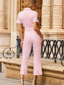 Sosandar - Culotte-denim jumpsuit met D-ringceintuur