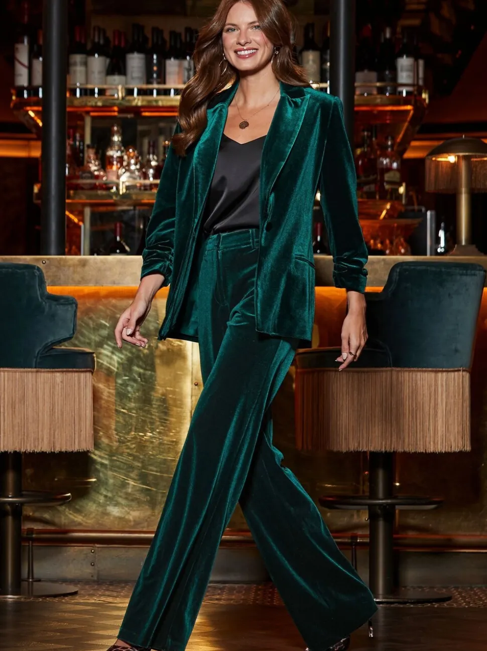 Sosandar - Luxe fluwelen broek met wijde pijpen
