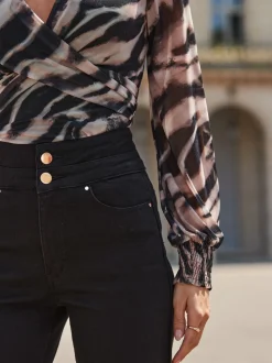 Sosandar Abstract Print Wrap Front Top