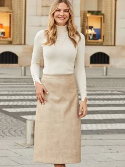 Sosandar Croc Print Faux Leather A-Line Skirt