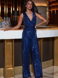 Sosandar jumpsuit met overslag en lovertjes