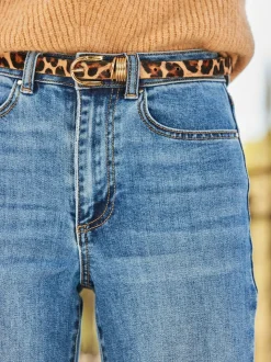 Sosandar Leopard Print Leather Belt