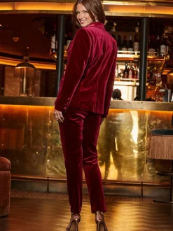 Sosandar Luxe Velvet Tapered Leg Trousers