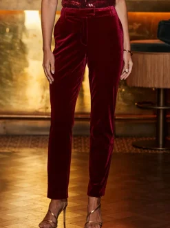 Sosandar Luxe Velvet Tapered Leg Trousers
