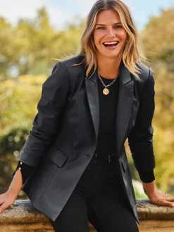 Sosandar Premium Faux Leather Blazer
