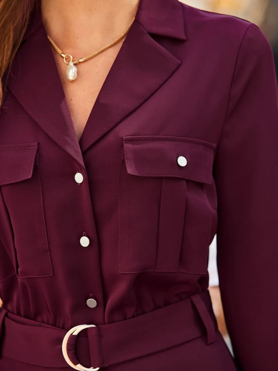 Sosandar Utility Pocket Belted Jumpsuit