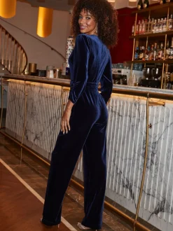 Sosandar Velvet Wrap Jumpsuit