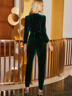 Sosandar Velvet Wrap Jumpsuit