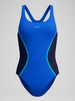 Speedo Solid Splice Medalist One Piece Swimsuit