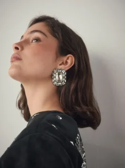Staalgrijs - Sparkle Jewel Stud Earrings