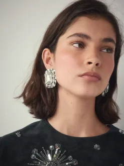 Staalgrijs - Sparkle Jewel Stud Earrings