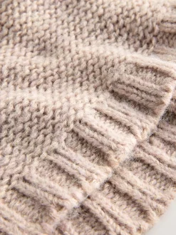 Steenkleurig gemêleerd - Nothing Ordinary Knitted Hooded Snood With Wool