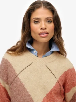 Superdry Oversized Argyle V-Neck Jumper