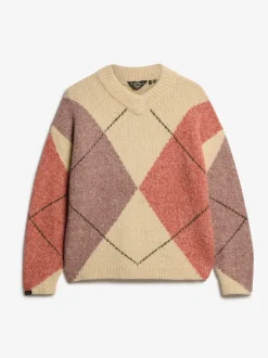Superdry Oversized Argyle V-Neck Jumper